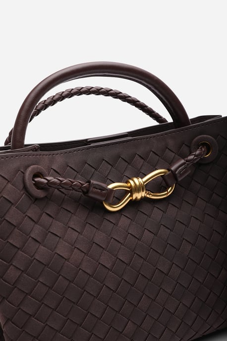 Wheres That From Womens 'Luna' Woven Leather Tote Bag With Gold Detail - Image 4