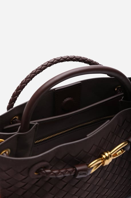 Wheres That From Womens 'Luna' Woven Leather Tote Bag With Gold Detail - Image 5