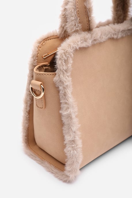Where's That From Womens 'Kismet' Borg Trim Tote Bag with Cross Body Strap - Image 5