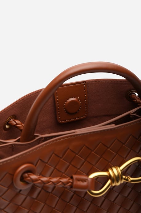 Wheres That From Womens 'Luna' Woven Leather Tote Bag With Gold Detail - Image 5