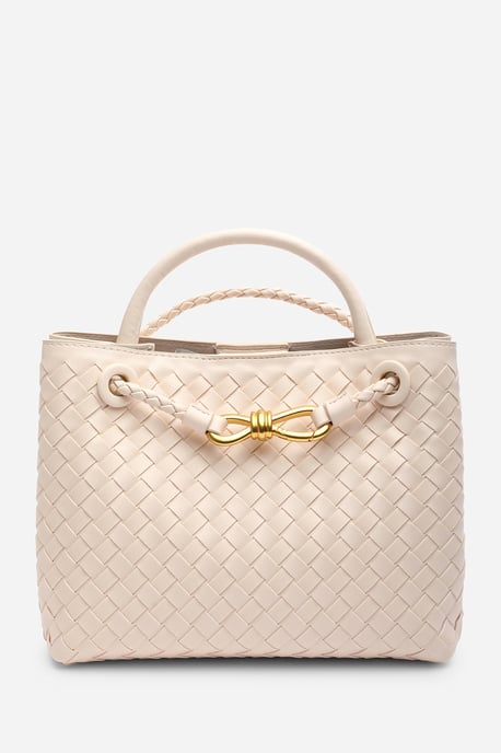 Wheres That From Womens 'Luna' Woven Leather Tote Bag With Gold Detail - Image 2