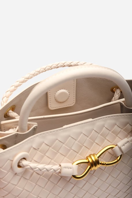 Wheres That From Womens 'Luna' Woven Leather Tote Bag With Gold Detail - Image 5