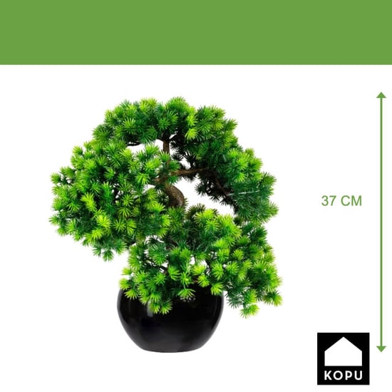 Kopu ® kunstplant bonsai lariks 37 cm met zwarte pot bonsai boompje - Image 4