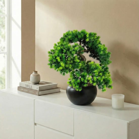 Kopu ® kunstplant bonsai lariks 37 cm met zwarte pot bonsai boompje - Image 5