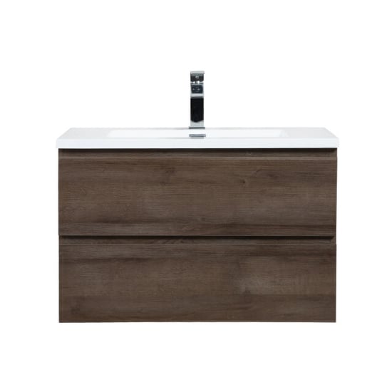 Badplaats Badkamermeubel set angela 80cm bruin badmeubel met wastafel - Image 6