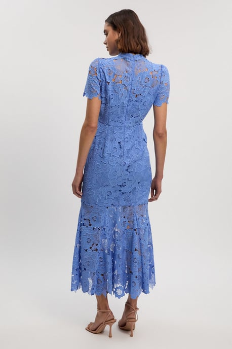 Guipure Lace High Neck Woven Midi Dress - Image 3