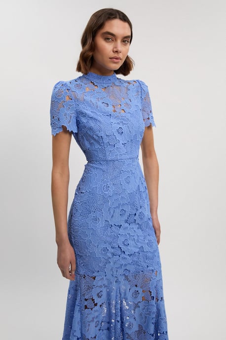 Guipure Lace High Neck Woven Midi Dress - Image 4