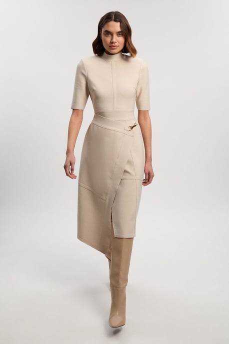 Petite Figure Form Bandage Asymmetric Knit Midi Dress - Image 2