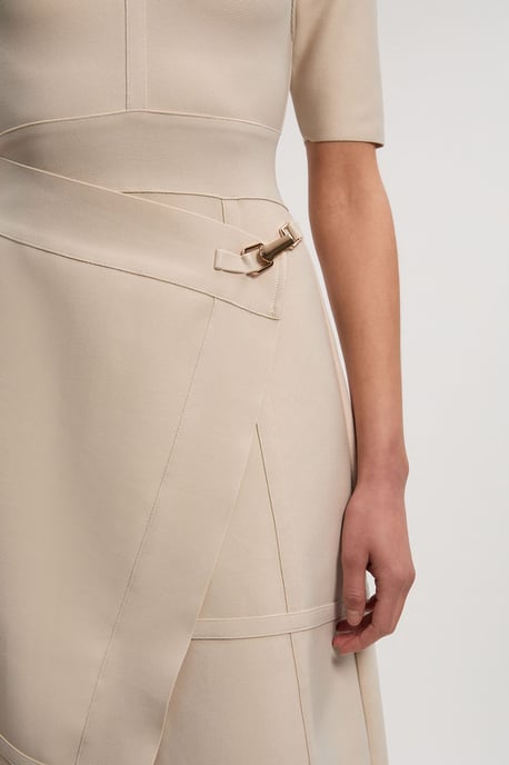 Petite Figure Form Bandage Asymmetric Knit Midi Dress - Image 4