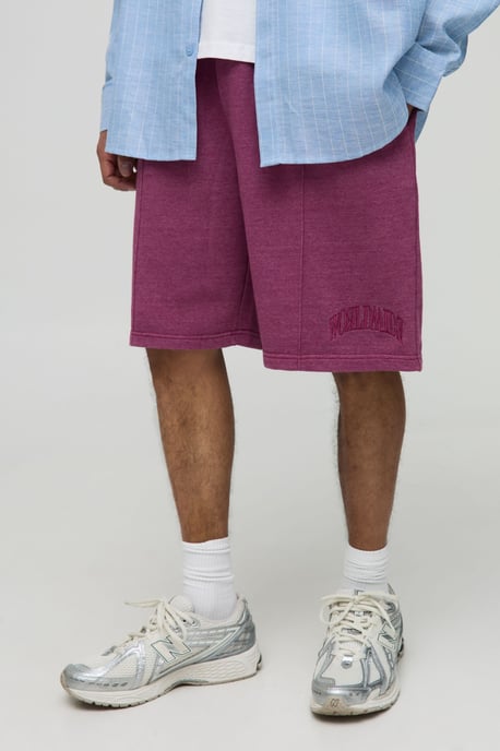 Baggy Fit Washed Worldwide Embroidered Short - Image 1