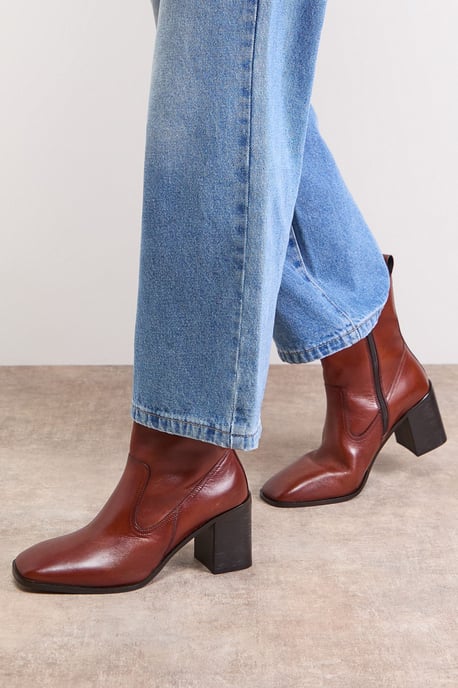 Lauren Leather Block Mid Heel Chelsea Boot - Image 1