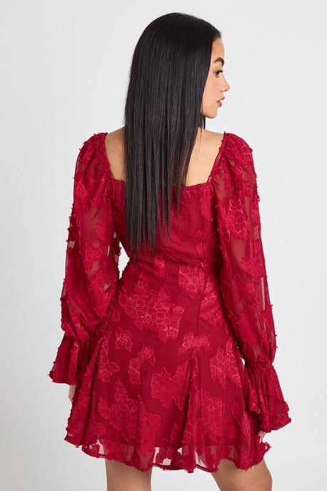 Burnout Floral Godet Hem Mini Dress - Image 2