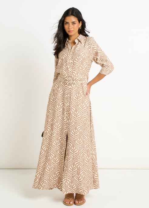 Beige maxi-jurk met ceintuur - Image 1
