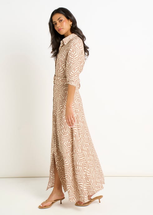 Beige maxi-jurk met ceintuur - Image 3