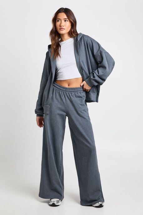 Washed Oversized Zip Through Hoodie Tracksuit - Image 1