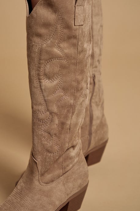 Jess Faux Suede Embroidered Western Knee Boots - Image 4