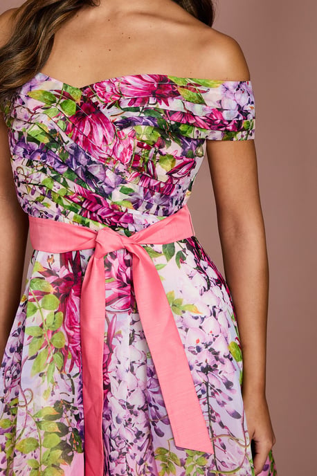 Bardot Pleated Floral Printed Midi Dress - Image 4
