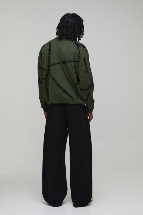 Tall Oversized Boxy Barbed Wire Jacquard Knitted Jumper - Image 2
