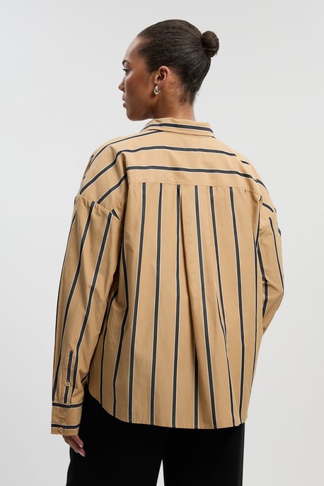 Plus Size Stripe Cotton Oversize Tailored Essential Shirt - Image 4