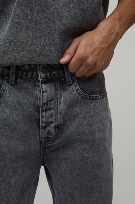 Straight Flared Washed Jeans With Let Down Hem - Image 3