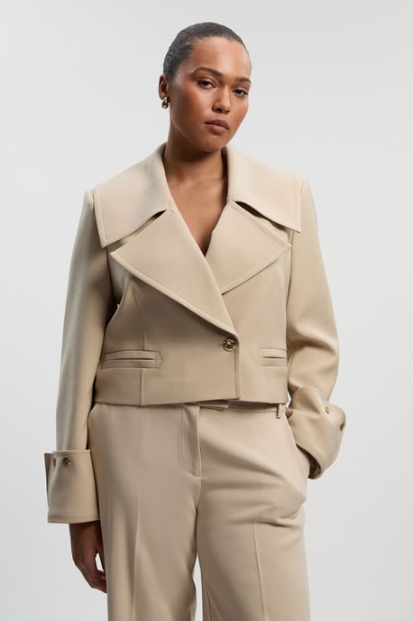 Plus Size Polished Tailored Button Detail Jacket - Image 1
