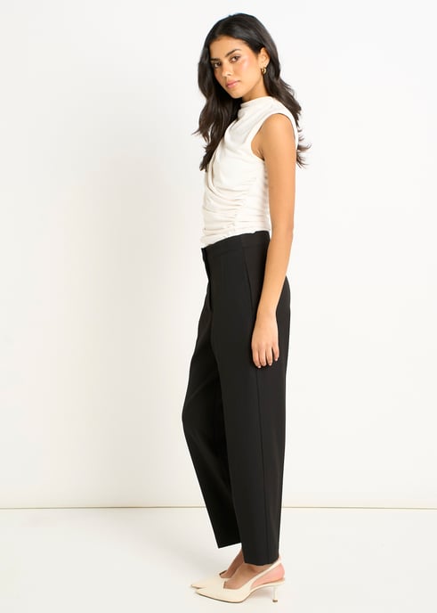 Black Ankle Grazer Cigarette Tailoring Trousers - Image 3