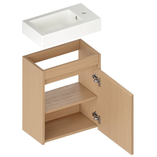 Mirlux Toiletmeubel vivo 40cm licht eiken wastafel wit - Image 5