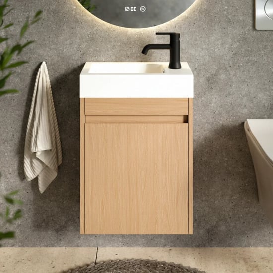 Mirlux Toiletmeubel vivo 40cm licht eiken wastafel wit - Image 6