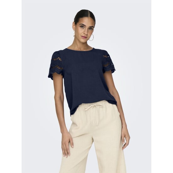 Jacqueline de Yong Jdyhannah ss lace top wvn navy - Image 2