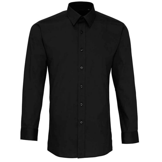 Premier Heren Poplin overhemd met lange mouwen (Zwart) - Image 1