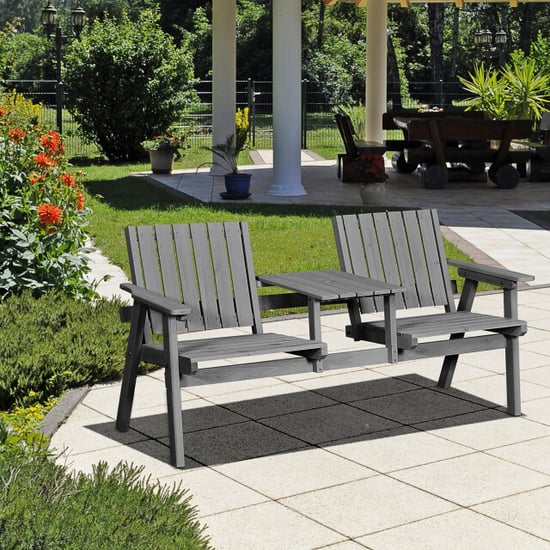 4goodz Tuinbank met tafel en parasolgat zitbank tuinmeubel - Image 2