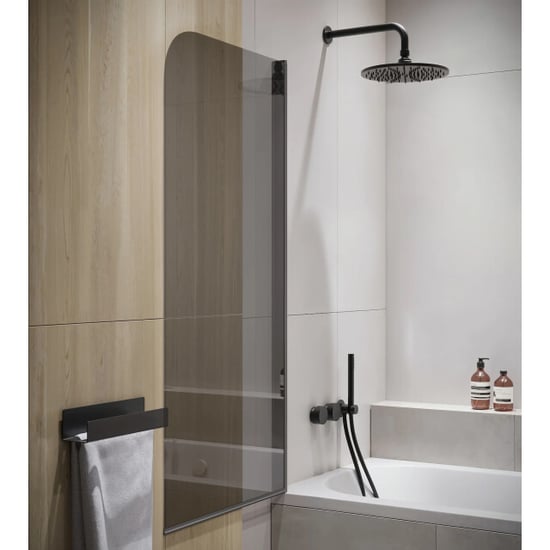 Badplaats Badwand torino 60 x 140 cm - zwart badscherm draaibaar 5 - Image 4