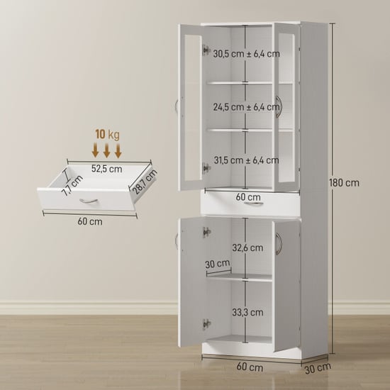 4goodz Keukenkast buffetkast met glazen deur 60 x 35 x 180 cm - - Image 3