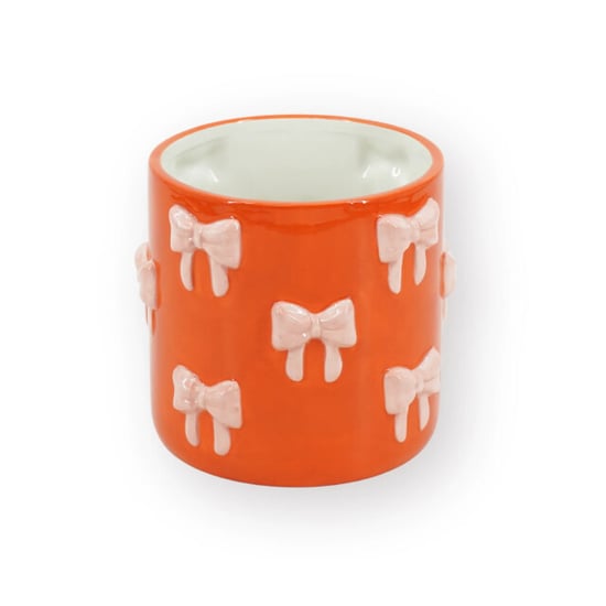 House Vitamin Pot planter bows dolomite orange/pink 15.5x15.5x16 cm - Image 1