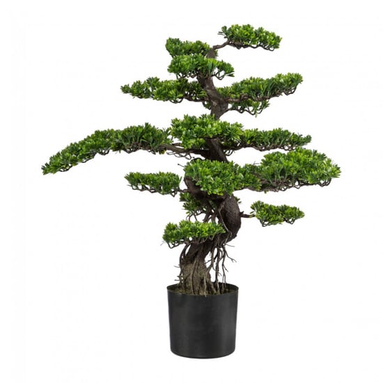 Kopu ® kunstplant bonsai ceder 90 cm met zwarte pot bonsai boom - Image 1