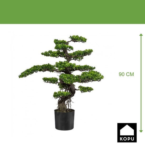 Kopu ® kunstplant bonsai ceder 90 cm met zwarte pot bonsai boom - Image 2