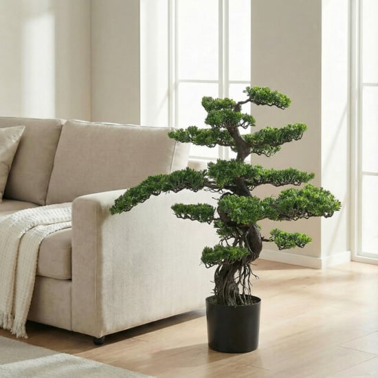 Kopu ® kunstplant bonsai ceder 90 cm met zwarte pot bonsai boom - Image 4