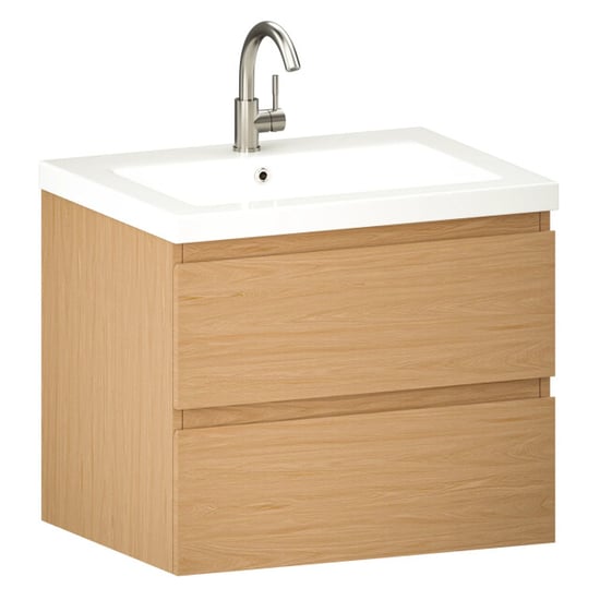 Mirlux Badkamermeubel karo 60cm licht eiken wastafel wit - Image 3