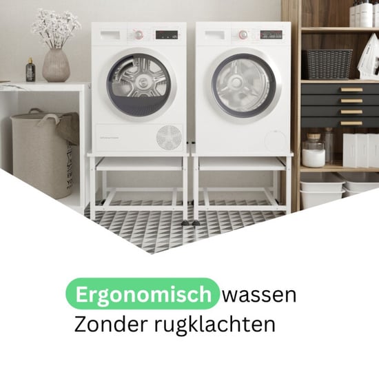 Wasophoogte Wasmachine verhoger – ecoslim met plateau – dubbel wit - Image 6