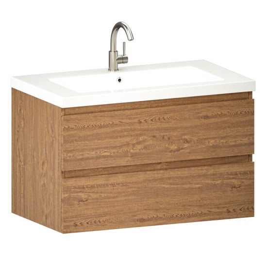 Mirlux Badkamermeubel sova 80cm warm eiken wastafel wit - Image 3