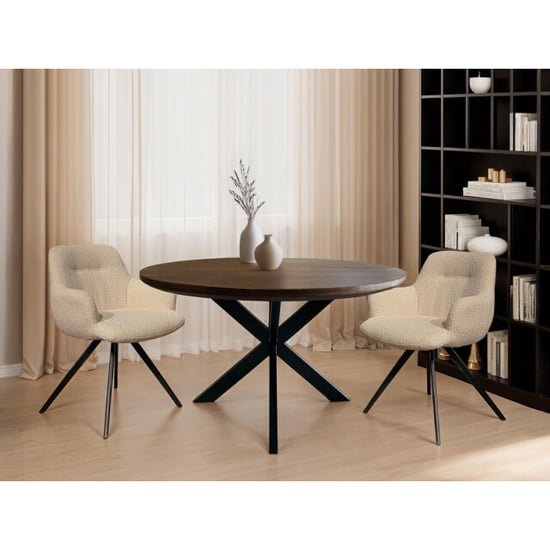 Livingfurn eetkamertafel jesper round brown 130x130x76 cm mangohout - Image 4