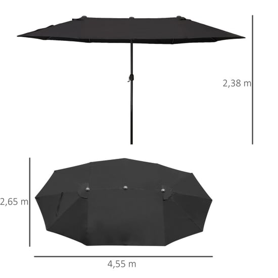 4goodz Duo-parasol 460x270 cm brede xl parasol zwart - Image 3