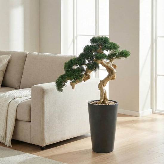 Kopu ® kunstplant bonsai ceder 80x60cm met zwarte pot bonsai boom - Image 2