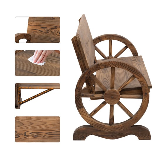 4goodz Tuinbank met armleuning wagenwielen design massief hout - Image 2