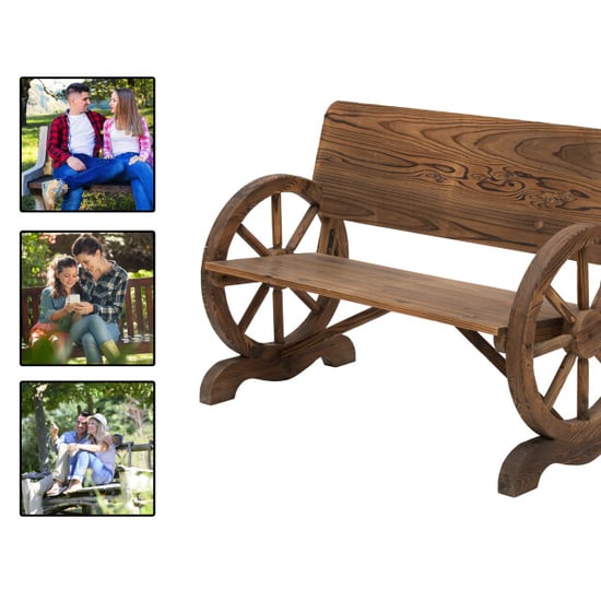 4goodz Tuinbank met armleuning wagenwielen design massief hout - Image 3