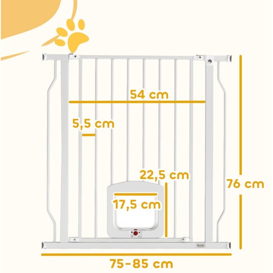 4goodz Verstelbaar traphek met kattenluik montage zonder boren 75-85 cm - - Image 4