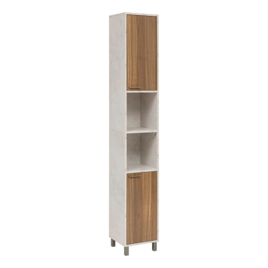 4bathroomz Badkamer kolomkast lugano marmerlook – 194 cm hoog marmer/houtlook - Image 1