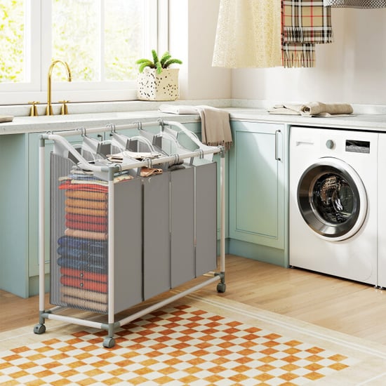 4goodz Wasmand op wielen met 4 compartimenten 160 ltr uitneembare waszak - Image 3