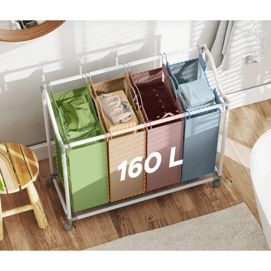 4goodz Wasmand op wielen met 4 compartimenten 160 ltr uitneembare waszak - Image 6