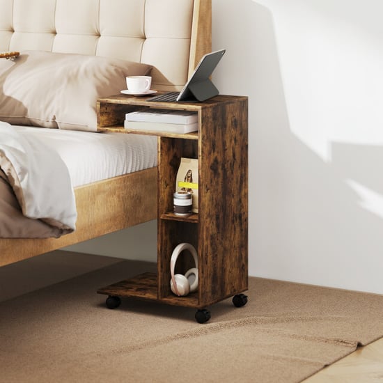 4goodz Verrijdbare bijzettafel voor bank met wielen en 3 planken - - Image 3